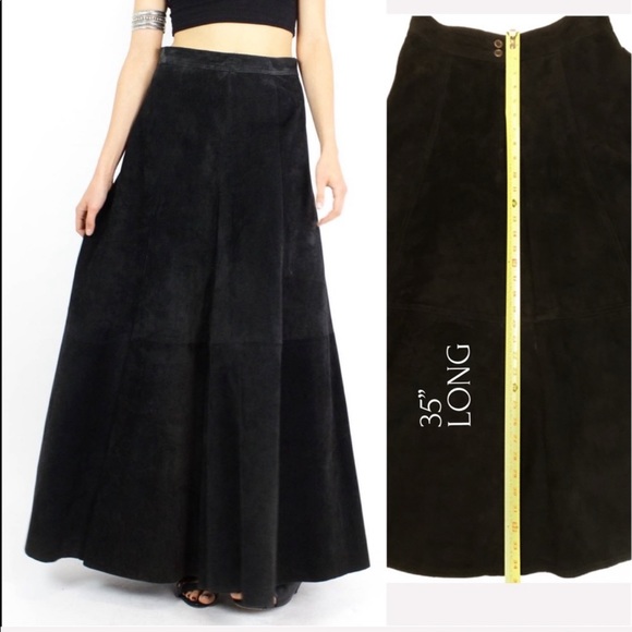 Dresses & Skirts - Black Suede long maxi skirt a-line 100% leather